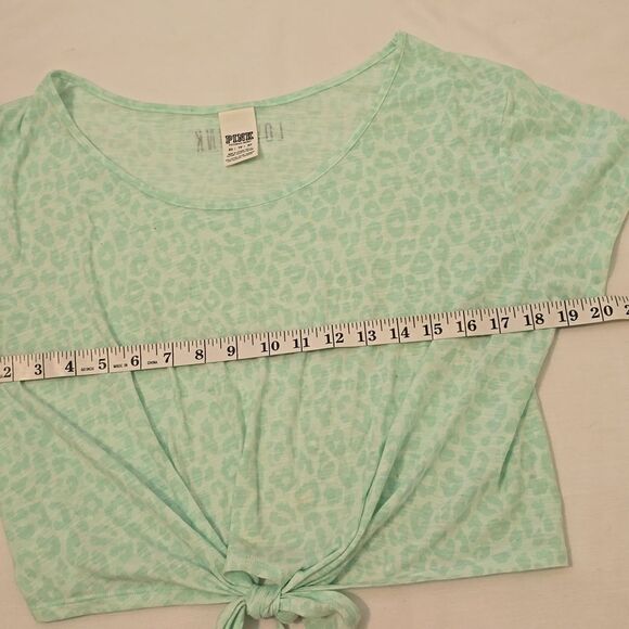 PINK Victoria's Secret Mint Green Cropped Front Tie Top with Lace Back - Size XS - Picture 5 of 8